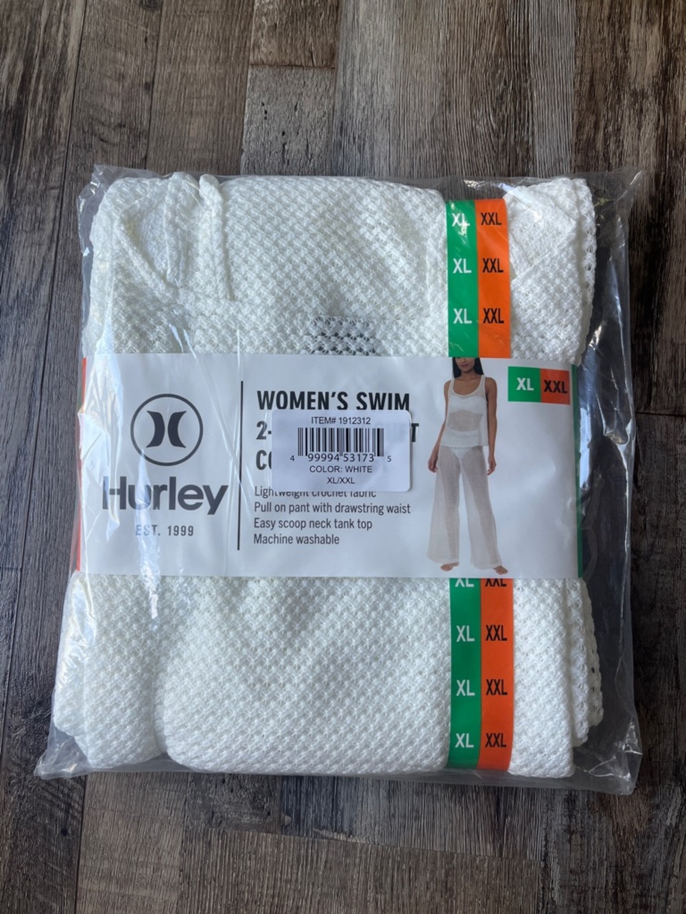 Hurley White Sheer Knit Tank & Wide-Leg Beach Pant Set - Picture 2 of 2